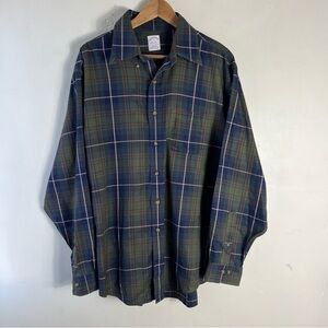Brooks Brothers 346 Men L Button Down Shirt Green Plaid Non Iron Supima Cotton
